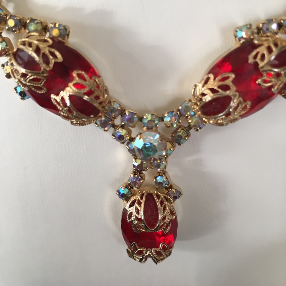 Vintage Rhinestone Red - Free Clip on earrings with purchase